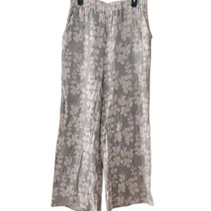 LexBreezy Hawaii Palazzo Wide Leg Pant In Sage And Pink Floral Tropical Size XL